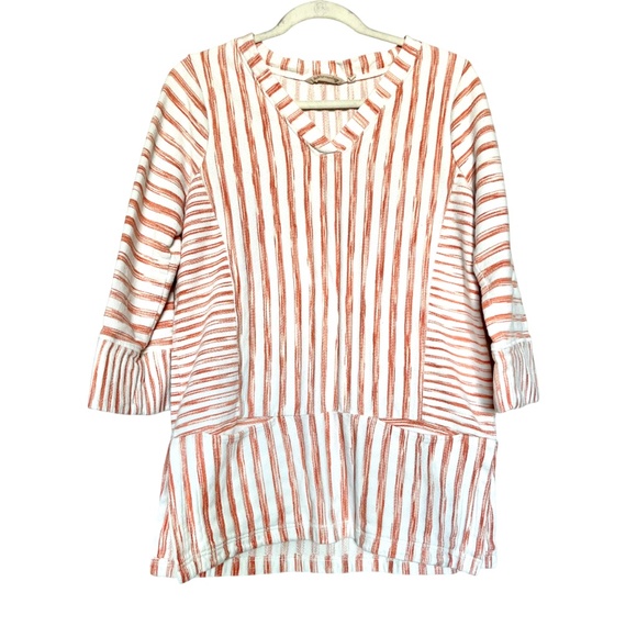 Soft Surroundings Briza Stripe Knit Tunic Cotton-blend Terry with Pockets Size M - Picture 2 of 8